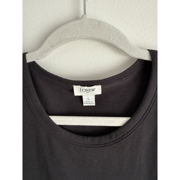 J. Crew High Neck Mixed Knit Black Midi Dress Casual Minimalist Preppy Whimsical - Picture 5 of 8